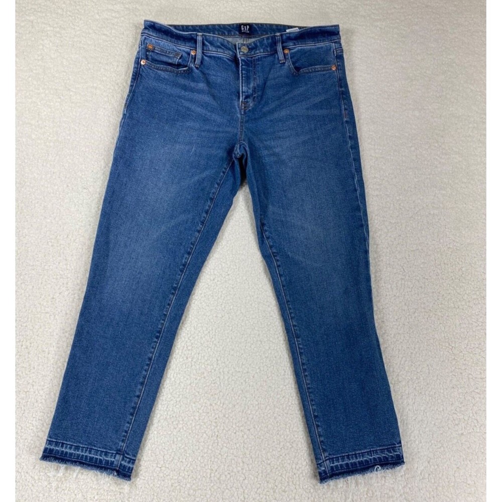 GAP Women's Ankle Crop Jeans in Medium Blue Denim